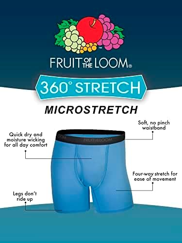 Fruit of the Loom Calzoncillos tipo bóxer micro elásticos para hombre, diseñados para moverse contigo, ligeros y absorben la humedad
