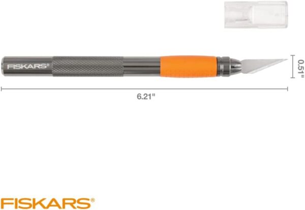 Fiskars SoftGrip - Cuchillo para manualidades, cuchillo Exacto de 8 pulgadas para manualidades, hoja Exacto multiusos incluida con cubierta protectora