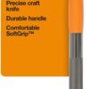 Fiskars SoftGrip - Cuchillo para manualidades, cuchillo Exacto de 8 pulgadas para manualidades, hoja Exacto multiusos incluida con cubierta protectora