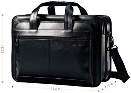 Samsonite Maletín extensible de cuero de 17 pulgadas, Negro -, Maletín extensible de cuero