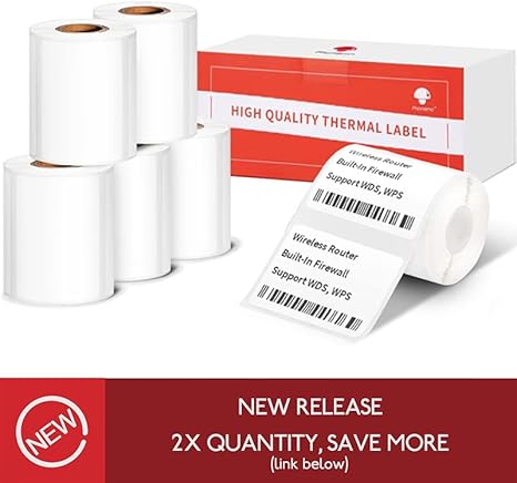 Phomemo [3 x 230 piezas] Etiquetas de la serie cuadrada, etiquetas M110 M100 M220 M221, blancas, 230 etiquetas/rollo, 3 rollos, adhesivo multiusos Thermal Phomemo Original, compatible con Ponek
