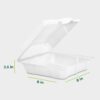Freshware Recipientes compostables para alimentos con cubierta de almeja [paquete de 50 unidades de 8 x 8 pulgadas), contenedores desechables para llevar, cajas biodegradables de caña de azúcar para