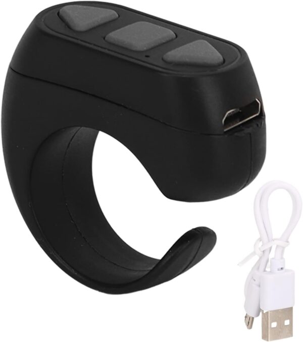 Aplicación Kindle Control remoto Bluetooth Turner TikTok Anillo de desplazamiento remoto clicker Novela Watch TV Turn Page Click Like Selfie Device ZL 03 (negro)