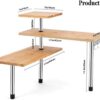 HYNAWIN Estante esquinero de bambú y metal de 3 niveles para almacenamiento de especias, estantería de ahorro de espacio con ganchos, estante de exhibición ajustable para decoración creativa del hogar