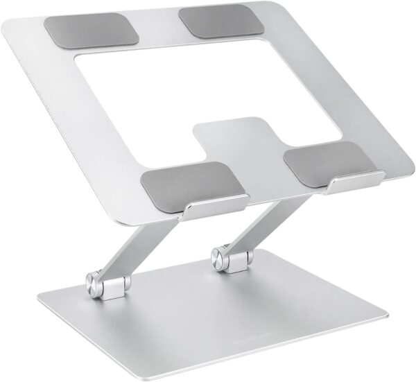 Amazon Basics Soporte ergonómico y plegable para computadora de escritorio, elevador ajustable, se adapta a todas las computadoras portátiles y portátiles de hasta 17.3 pulgadas, 10 x 8.7 x 6