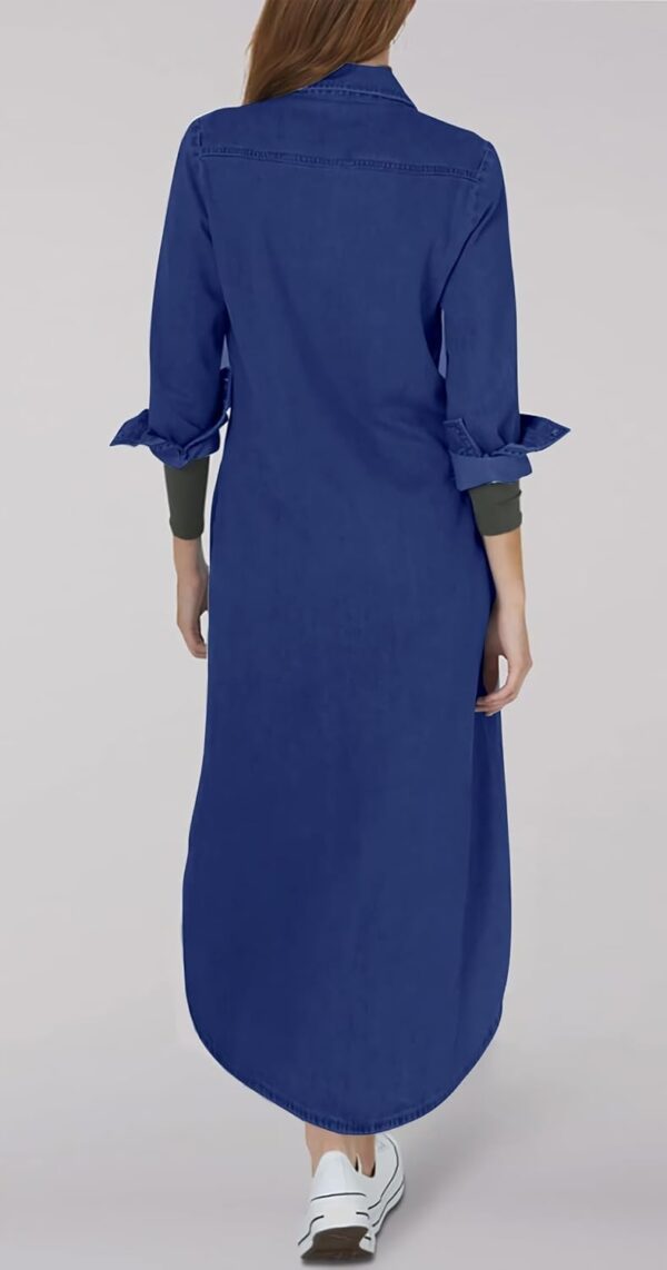 Kuraki - Vestido camisero largo con botones y estampado, informal para mujer