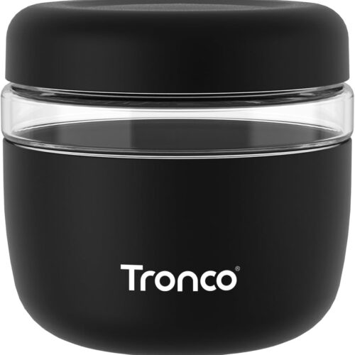 Tronco Recipiente de vidrio para almuerzo de 24 onzas con tapa, recipientes de vidrio para almacenamiento de alimentos, a prueba de fugas y derrames, almacenamiento de alimentos para sopa y estofado,