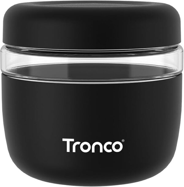 Tronco Recipiente de vidrio para almuerzo de 24 onzas con tapa, recipientes de vidrio para almacenamiento de alimentos, a prueba de fugas y derrames, almacenamiento de alimentos para sopa y estofado,