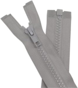 YaHoGa 2 cremalleras separadoras #5 de 36 pulgadas para chaquetas de costura, chaqueta con cremallera, cremalleras de plástico moldeado gris a granel (36 pulgadas gris)