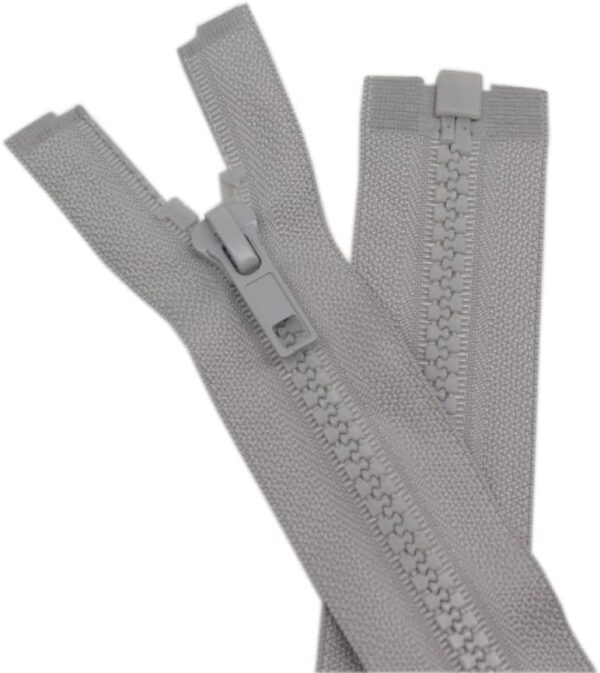 YaHoGa 2 cremalleras separadoras #5 de 36 pulgadas para chaquetas de costura, chaqueta con cremallera, cremalleras de plástico moldeado gris a granel (36 pulgadas gris)