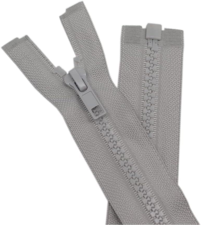 YaHoGa 2 cremalleras separadoras #5 de 36 pulgadas para chaquetas de costura, chaqueta con cremallera, cremalleras de plástico moldeado gris a granel (36 pulgadas gris)