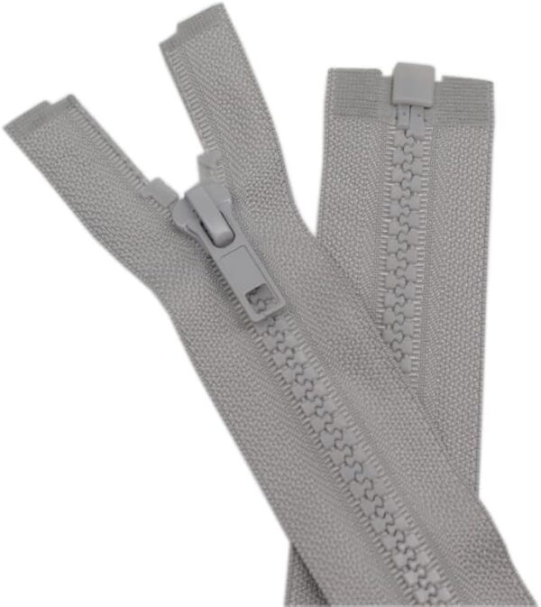 YaHoGa 2 cremalleras separadoras #5 de 36 pulgadas para chaquetas de costura, chaqueta con cremallera, cremalleras de plástico moldeado gris a granel (36 pulgadas gris)