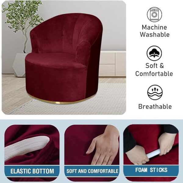 Funda de terciopelo para silla giratoria de barril, suave y sólida, funda para silla de acento moderna, funda elástica para sillón de barril, funda de sofá para sala de estar, protector de muebles