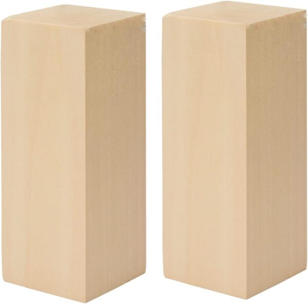 Paquete de 2 bloques de tallado de tilo sin terminar, 6 x 3 x 3 pulgadas, juego de bloques de tallado de madera suave sin terminar para niños y adultos para principiantes
