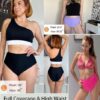 Holipick Traje de baño para mujer, parte inferior de bikini de cintura alta, cobertura completa, control de abdomen, parte inferior de natación