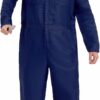 Overol azul marino, disfraz de Halloween para hombre, incluye máscara y cuchillo de juguete