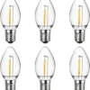 Meconard Bombillas LED C7, bombillas LED inastillables de repuesto para velas y candelabros de ventana, base de candelabro E12, equivalente a 0.6 vatios equivalentes a bombillas incandescentes de 7 W,