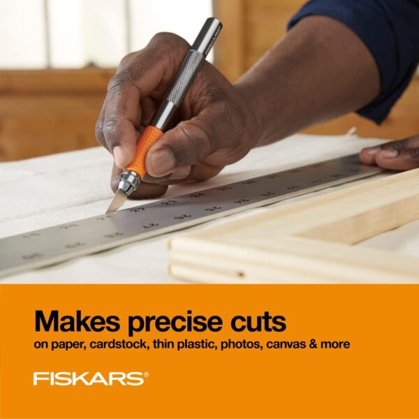 Fiskars SoftGrip - Cuchillo para manualidades, cuchillo Exacto de 8 pulgadas para manualidades, hoja Exacto multiusos incluida con cubierta protectora