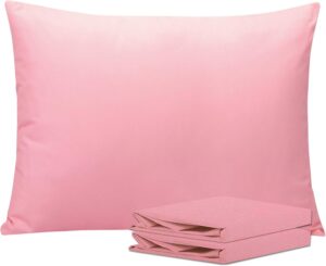 NTBAY – Fundas para almohada de microfibra cepillada, suaves y cómodas, antiarrugas, antidecoloración y antimanchas, con cierre tipo sobre, 2 fundas, 20 x 26 pulgadas, estándar, color rosado