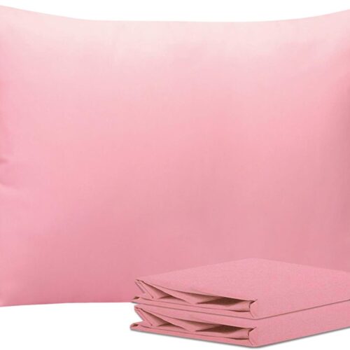 NTBAY - Fundas para almohada de microfibra cepillada, suaves y cómodas, antiarrugas, antidecoloración y antimanchas, con cierre tipo sobre, 2 fundas, 20 x 26 pulgadas, estándar, color rosado