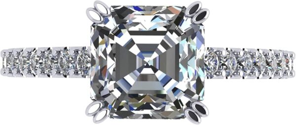 NANA Jewels Anillo de compromiso con solitario con catedral Asscher de 2.00 quilates con circonita pura brillante-plata de 10 quilates o oro de 14 k