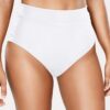 Holipick Traje de baño para mujer, parte inferior de bikini de cintura alta, cobertura completa, control de abdomen, parte inferior de natación