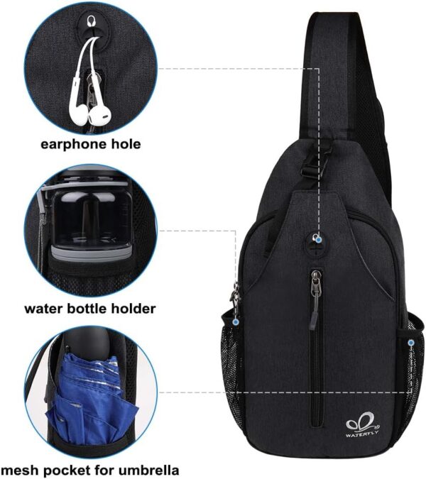 WATERFLY - Mochila cruzada tipo bandolera para viajar y hacer senderismo, bolsa de pecho
