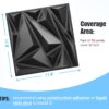 STICKGOO Paquete de 33 paneles de pared 3D para decoración de pared interior, diseño de diamante negro, decoración de pared decorativa de 12 x 12 pulgadas, paneles de pared modernos para sala de