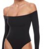 INLYRIC Natrelax - Body de manga larga con hombros descubiertos para mujer, sexy, ajustado, leotardo