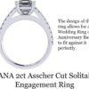NANA Jewels Anillo de compromiso con solitario con catedral Asscher de 2.00 quilates con circonita pura brillante-plata de 10 quilates o oro de 14 k