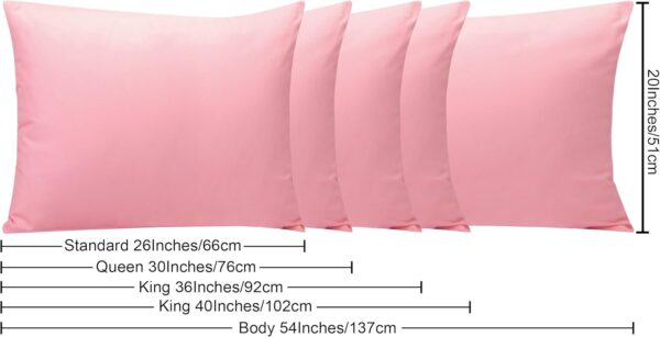 NTBAY - Fundas para almohada de microfibra cepillada, suaves y cómodas, antiarrugas, antidecoloración y antimanchas, con cierre tipo sobre, 2 fundas, 20 x 26 pulgadas, estándar, color rosado