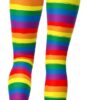 sissycos Leggings de los años 80 para mujer, pantalones elásticos con estampado de rayas arcoíris suaves