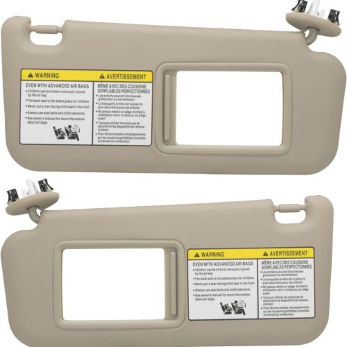 Reemplazo de visera solar para lado izquierdo y pasajero con Toyota RAV4 2006 2007 2008 2009 2010 2011 2012 2013 con luz de repuesto 74320-42501-A1 y 74310-42451-A1 beige
