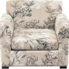 FORCHEER Fundas para sillón de 2 piezas con estampado de flores con 1 cojín separado, funda lavable con parte inferior elástica para sala de estar (Sillón, estilos 4)