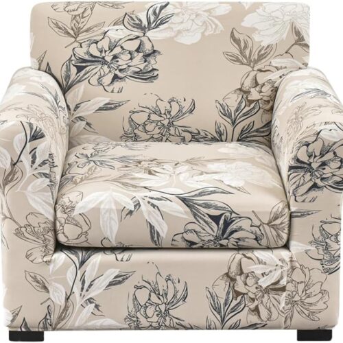 FORCHEER Fundas para sillón de 2 piezas con estampado de flores con 1 cojín separado, funda lavable con parte inferior elástica para sala de estar (Sillón, estilos 4)