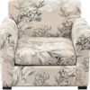 FORCHEER Fundas para sillón de 2 piezas con estampado de flores con 1 cojín separado, funda lavable con parte inferior elástica para sala de estar (Sillón, estilos 4)