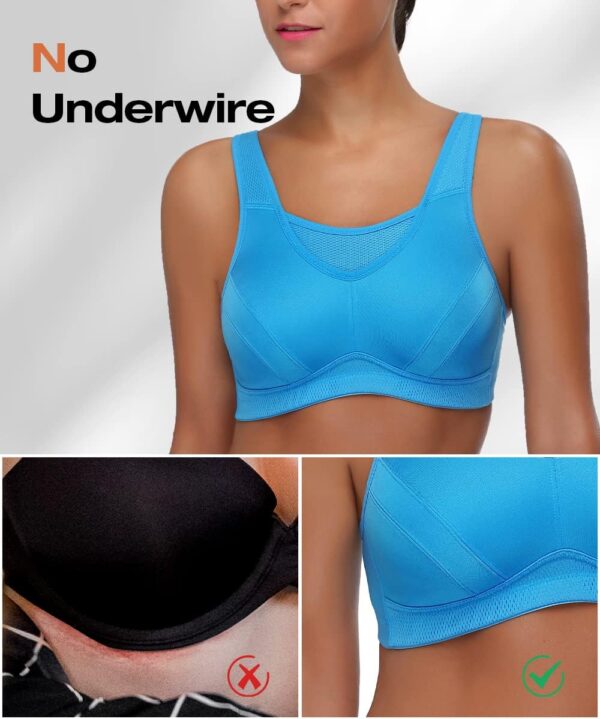 Wingslove Sujetador deportivo de alto impacto para mujer, cobertura completa, sin varillas, sin relleno, para entrenamiento, talla grande