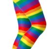 sissycos Leggings de los años 80 para mujer, pantalones elásticos con estampado de rayas arcoíris suaves