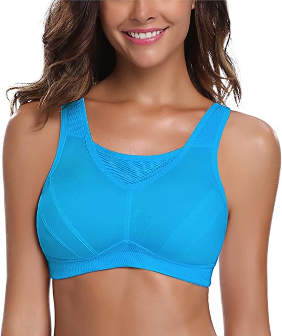 Wingslove Sujetador deportivo de alto impacto para mujer, cobertura completa, sin varillas, sin relleno, para entrenamiento, talla grande