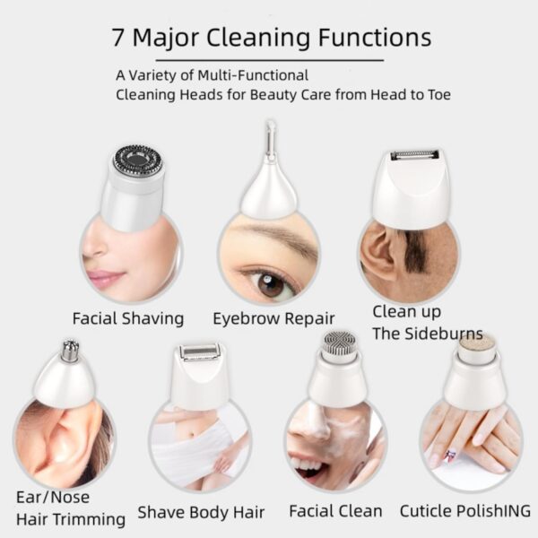 Depilación facial para mujeres, depilación facial para cara, afeitadora corporal sin dolor 7 en 1, adecuada para cara, cuerpo, piernas, axilas