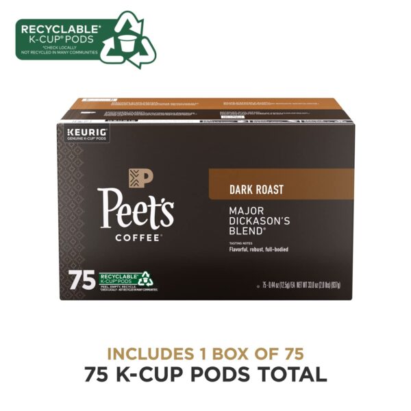 Peet's Coffee - Capsulas de café de mezcla Major Dickason, tostado oscuro, para cafetera Keurig