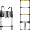 Escalera telescópica de 6.6 pies, escalera plegable ligera con gancho, escaleras de extensión de aluminio para el hogar, escalera telescópica plegable para RV, ático, uso diario en casa, 330