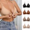 WOWENY Brasier push up con cierre frontal para mujer, sin varillas, brasier acolchado sin costuras, corte bajo, cuello en V, ligero