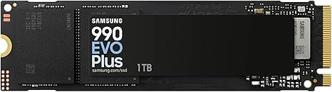 SAMSUNG SSD 990 EVO Plus de 1 TB, PCIe Gen 4x4, Gen 5x2 M.2 2280, velocidades de hasta 7,250 MB/s, almacenamiento actualizado para PC/portátiles, tecnología HMB y Intelligent Turbowrite 2.0,