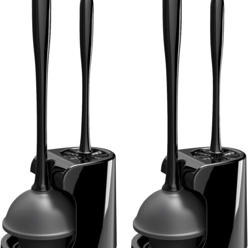 MR.SIGA Combo de émbolo de inodoro y cepillo para limpieza de baño, negro, 2 juegos
