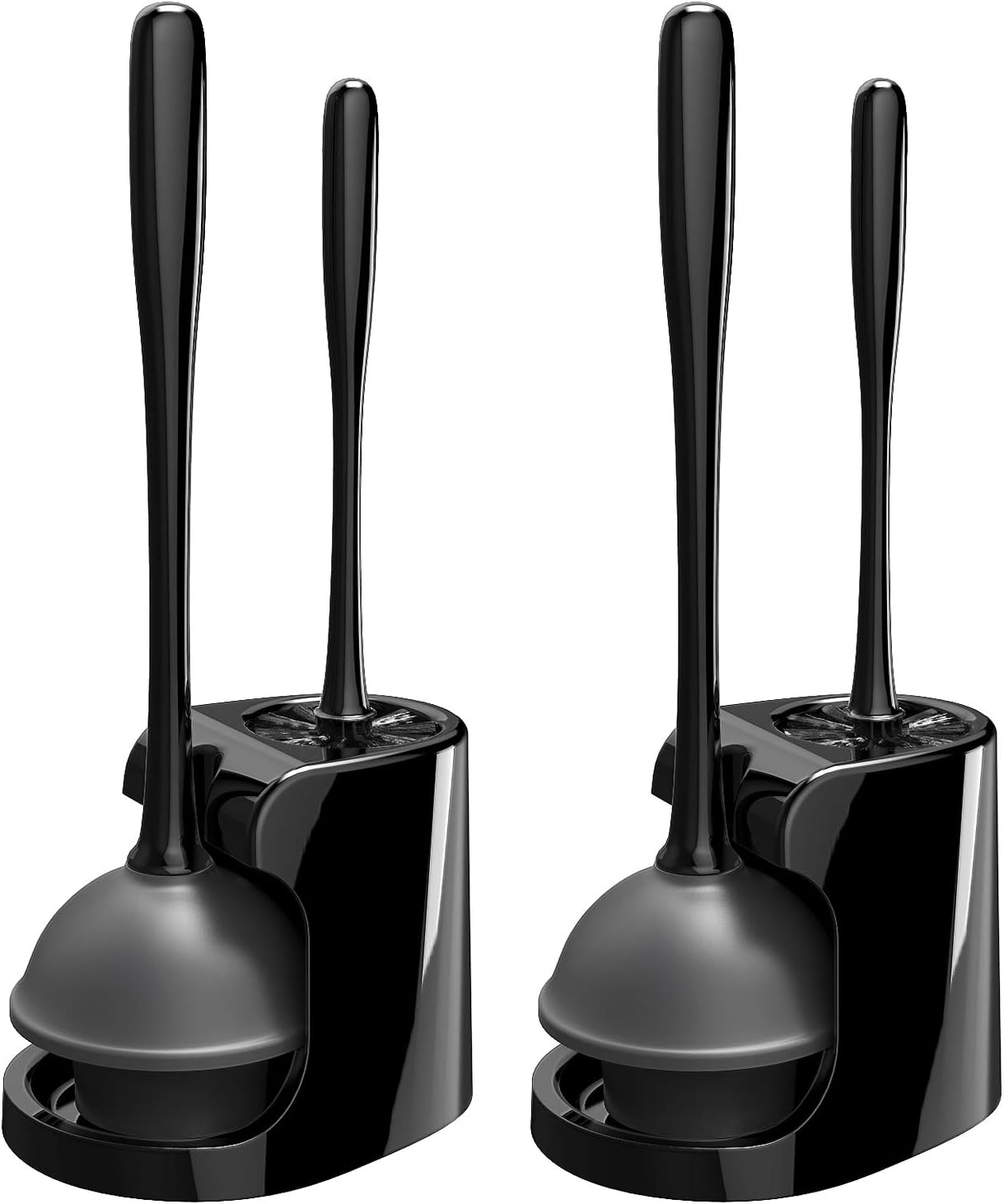 MR.SIGA Combo de émbolo de inodoro y cepillo para limpieza de baño, negro, 2 juegos