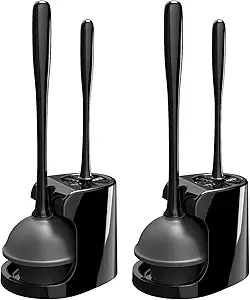 MR.SIGA Combo de émbolo de inodoro y cepillo para limpieza de baño, negro, 2 juegos