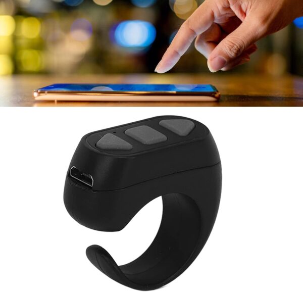 Aplicación Kindle Control remoto Bluetooth Turner TikTok Anillo de desplazamiento remoto clicker Novela Watch TV Turn Page Click Like Selfie Device ZL 03 (negro)