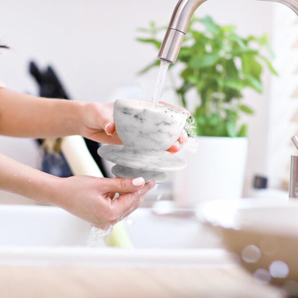 Mantequilla con tapa, manteca suave para untar, manteca francesa de mármol para dejar en la encimera, mantequilla, decoración del hogar y cocina para encimera (blanco gris, grande)