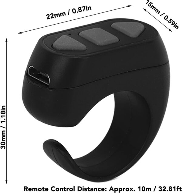 Aplicación Kindle Control remoto Bluetooth Turner TikTok Anillo de desplazamiento remoto clicker Novela Watch TV Turn Page Click Like Selfie Device ZL 03 (negro)